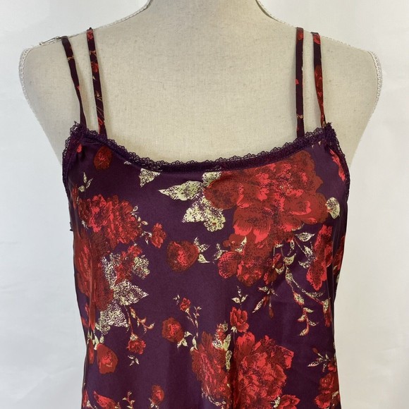 Intimately Free People Dress Satine Red Floral Lace Satin Slip Womens SMALL - Picture 3 of 6